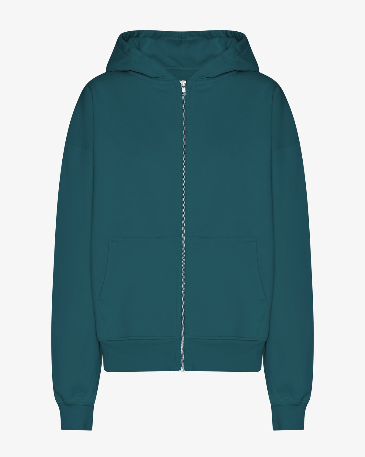Organic Oversized Zip Hood - Ocean Green