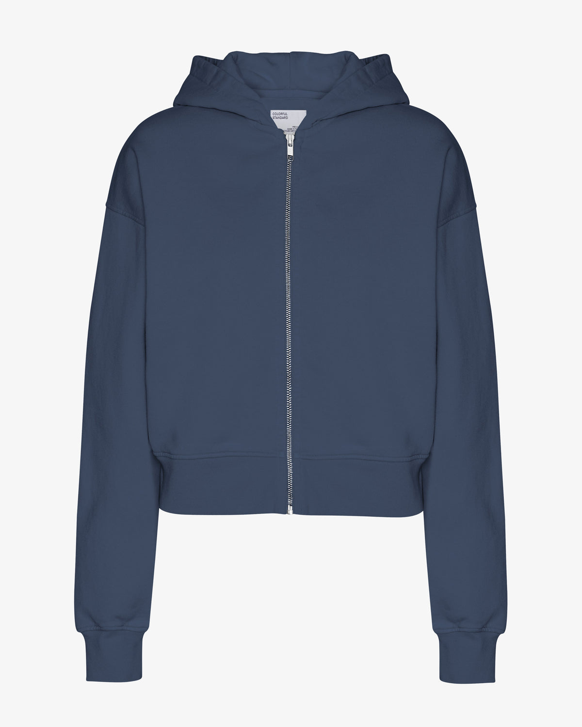 Organic Crop Zip Hood - Petrol Blue