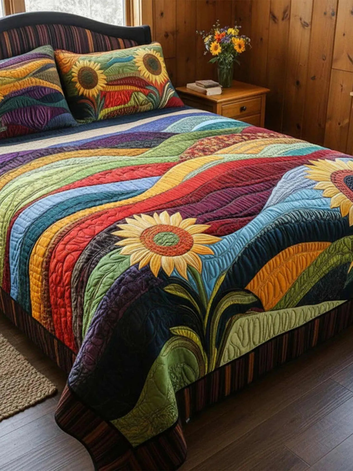 Country SunflowerDreams 3-Piece  Quilted Bedding Set
