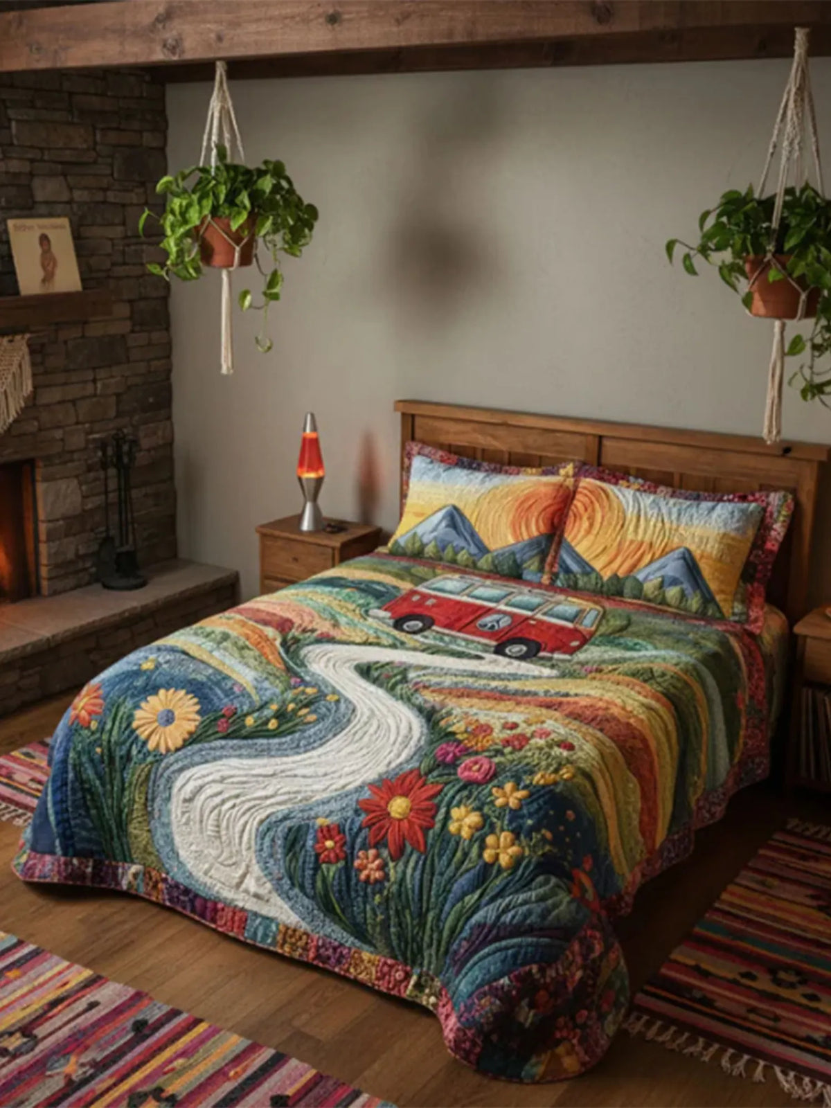 Vintage Wanderlust 3-Piece Quilted Bedding Set