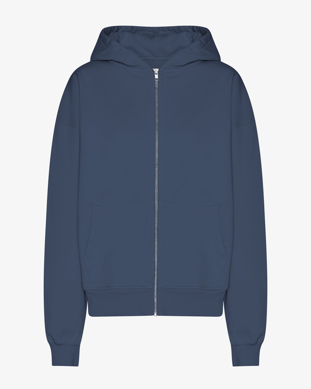 Organic Oversized Zip Hood - Petrol Blue