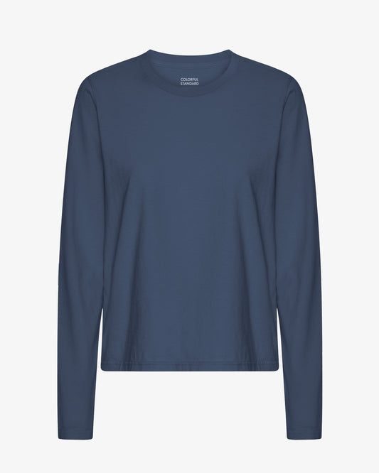 Women Organic LS T-Shirt - Petrol Blue