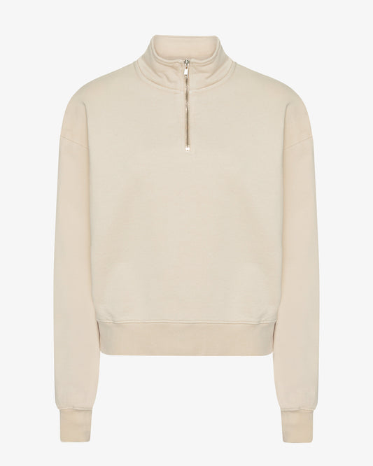 Women Organic Quarter Zip - Ivory White